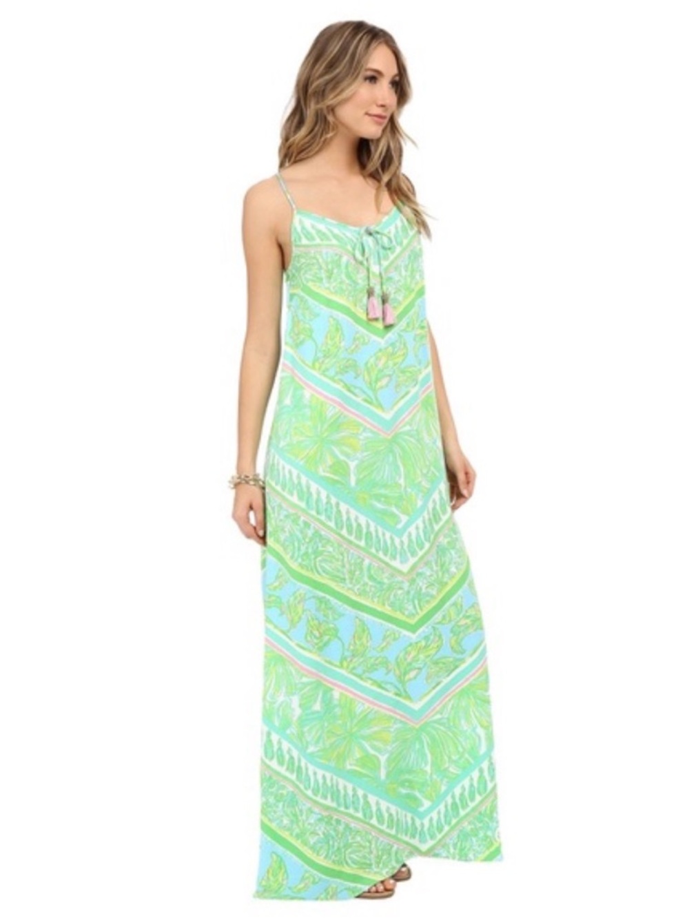 Lilly Pulitzer Philomena Maxi Dress in a green coastal print size M
